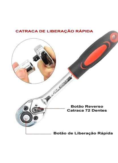 Kit Chaves Ferramentas Jogo 46 Peças Maleta Catraca  Soquetes Completa Profissional Mecânico