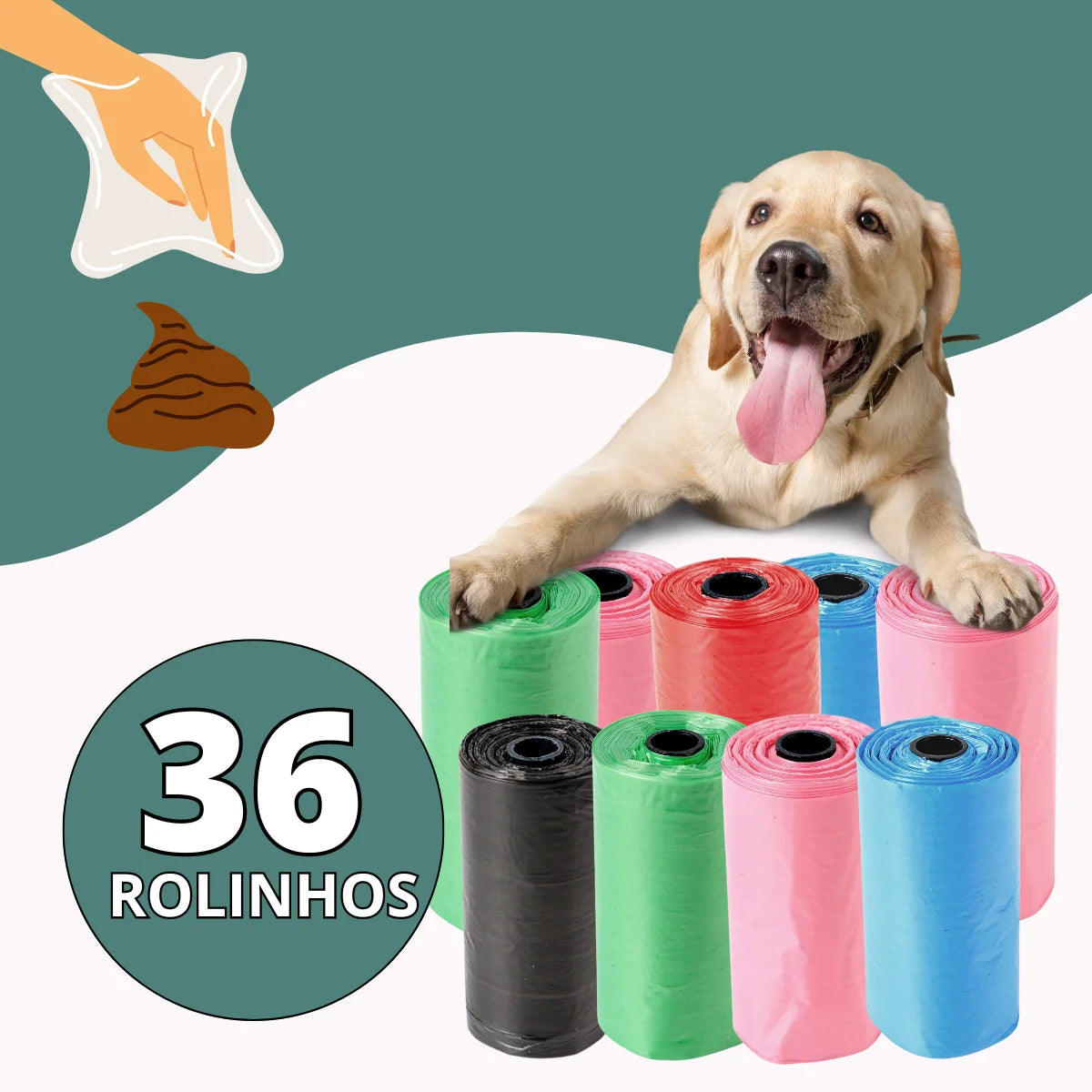 Kit 36 Rolos C/ 15 Sacos De Lixo Coco Pet Gato E Cachorro