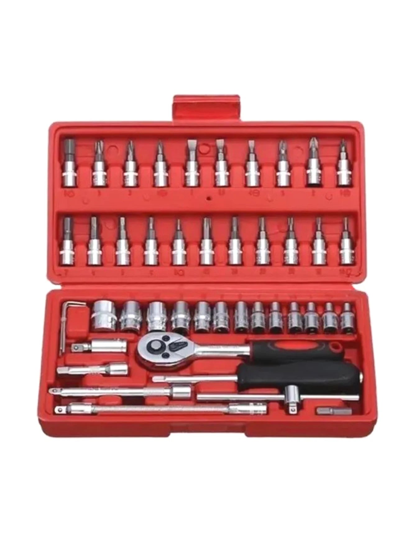 Kit Chaves Ferramentas Jogo 46 Peças Maleta Catraca  Soquetes Completa Profissional Mecânico