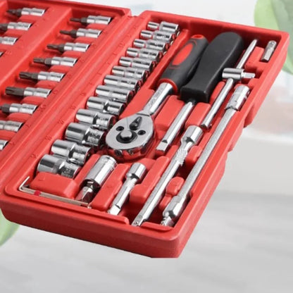 Kit Chaves Ferramentas Jogo 46 Peças Maleta Catraca  Soquetes Completa Profissional Mecânico