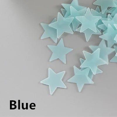 100 peças estrela de cinco pontos que brilha no escuro 3d fluorescente luminosa